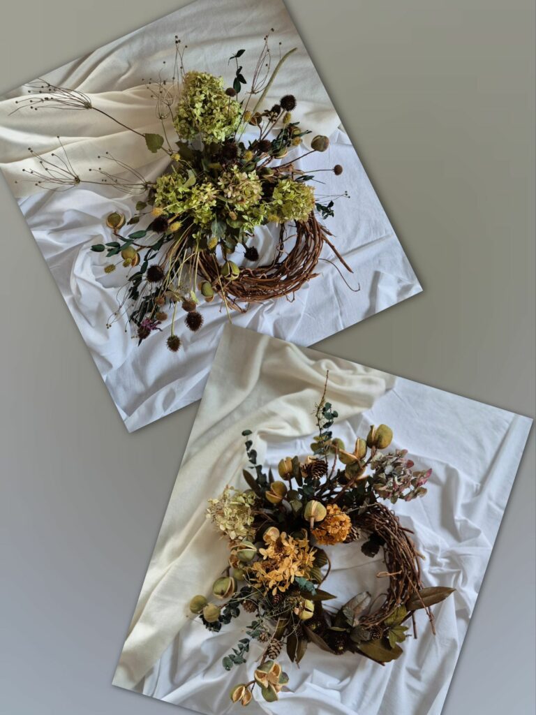 Naturalne wianki jako dekoracja drzwi domu